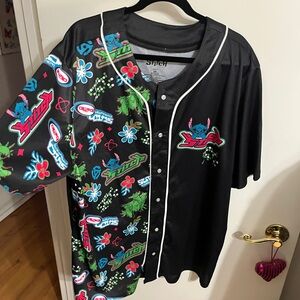 😻 2X Disney Black and Multicolor Graphic Men's Baseball Jersey